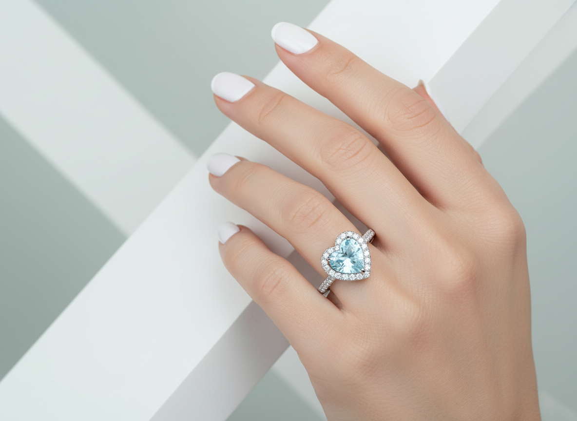 Anello con acquamarina - sfondo moderno
