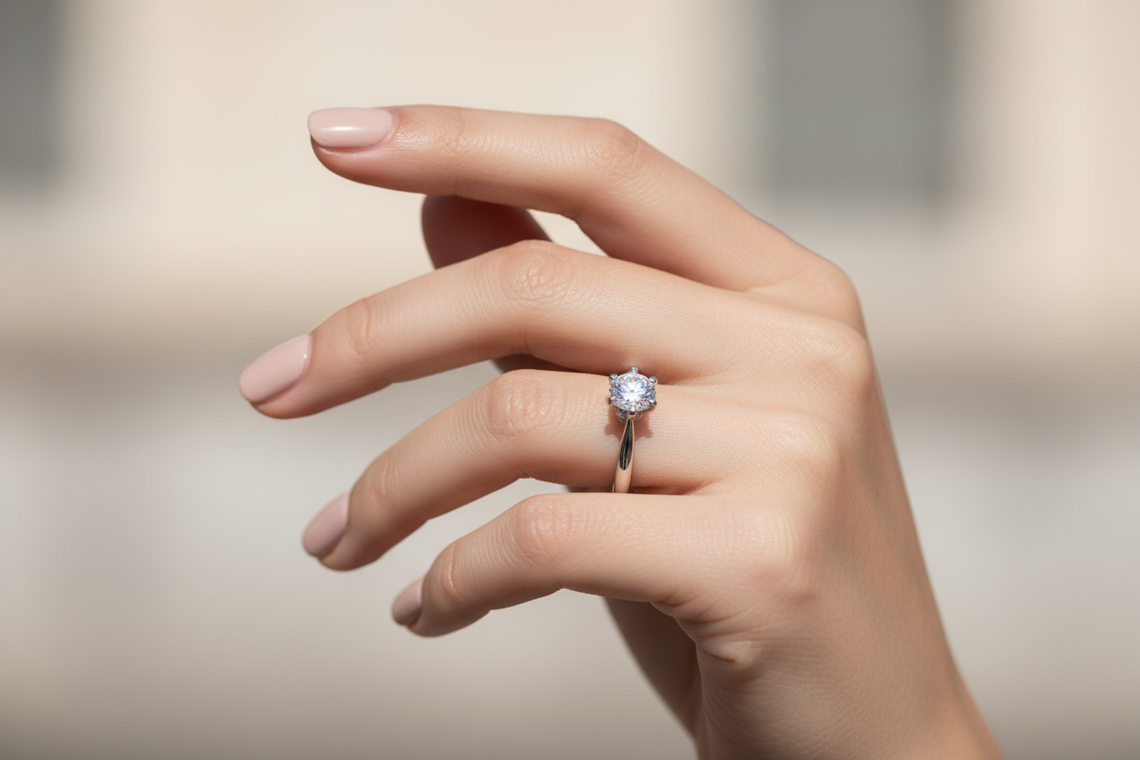 Anello Solitary indossato