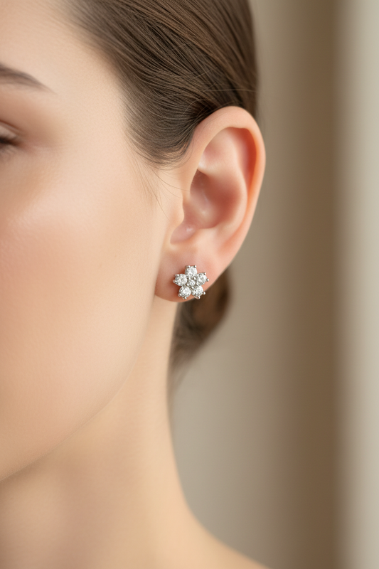 Orecchini fiore bianchi iper realistici